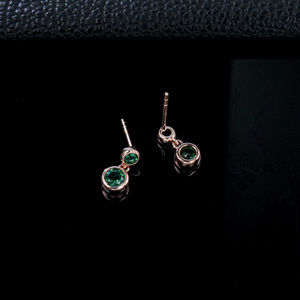 925 silver rose gold emerald <b>earrings</b> - Product Image 2