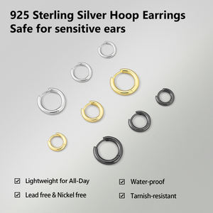 Pendientes de Aro S925 Hipoalergénicos de Plata de Ley Chapados en Oro de 14K para Mujer, 15mm, Joyería para Perforaciones, Regalo de Navidad o Cumpleaños, Pendientes para Hombre - Product Image 2