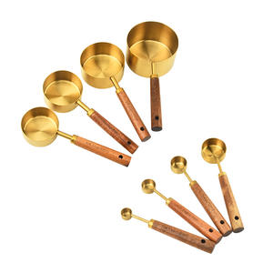 Ensemble <span class=keywords><strong>de</strong></span> 8 cuillères à mesurer en acier inoxydable avec manche en bois pour assaisonnement <span class=keywords><strong>de</strong></span> cuisine, <span class=keywords><strong>lait</strong></span> en poudre, grains <span class=keywords><strong>de</strong></span> café, etc. - Product Image 1