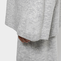 Ensemble 2 pièces gris chiné personnalisé pour femme, coordonné, pull oversize à manches larges et jupe longue, vêtements islamiques modestes, hiver