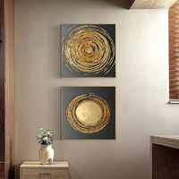 Peinture sur toile à motif géométrique moderne, affiche nordique, art mural pour salon, décor à la maison, peinture abstraite dorée