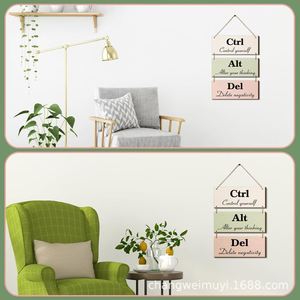 Letrero de Pared de Madera con Diseño 'Ctrl Alt Del', Placa Motivacional de 25cmx10cm, Decoración Rústica para el Hogar, Juego de Varias Piezas - Product Image 3