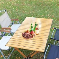 Table basse moderne en tube d'acier, ensemble de table à manger avec 4 chaises, table pliante d'extérieur pour camping, pique-nique et événements