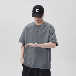Camiseta Extra Grande de Algodón 100% de 210 GSM con Logotipo Personalizado, Cuello Grueso, Diseño Sólido, Tejido de Punto, Camiseta Estampada - Product Image 1