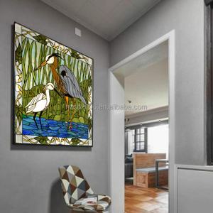 Panneau de vitrail Tiffany personnalisé style pastoral européen motif grue blanche pour décoration de salon - Product Image 5