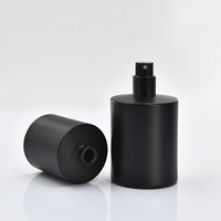 Flacon de parfum en verre noir mat de luxe, cylindrique, 30 ml, 50 ml, 100 ml, flacons vaporisateurs ronds à col serti, emballage cosmétique