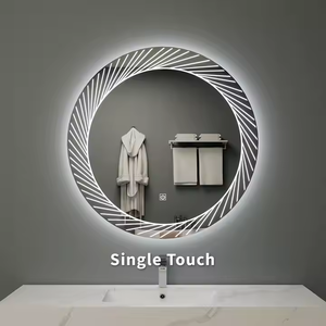 Miroir intelligent de salle de bain BTO moderne rond à LED mural avec écran tactile anti-buée - Product Image 3