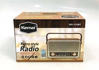 Radio rétro portable AM/FM avec haut-parleur TWS 5.0, télécommande, lecteur de carte TF/SD, lecteur USB et batterie 1000 mAh