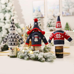 Vente en gros de couvertures de chandails moches tricotés pour bouteilles de vin Ensemble de couvertures de bouteilles de vin <span class=keywords><strong>Gnome</strong></span> de Noël Décoration de couvertures de bouteilles de vin - Product Image 6