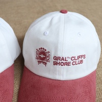 Casquettes de baseball décontractées en velours côtelé de coton bicolore à 6 panneaux, personnalisées avec logo brodé, pour femmes, vente en gros