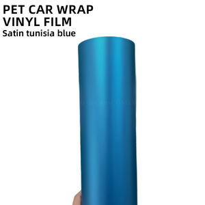 Film de protection de voiture en satin bleu <span class=keywords><strong>Tunis</strong></span> PET, vinyle métallisé satiné pour changement de couleur automobile, décoration - Product Image 1