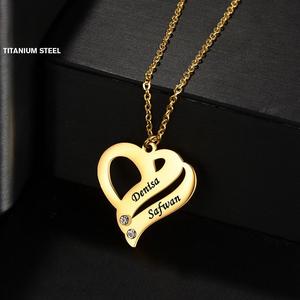 <span class=keywords><strong>Collana</strong></span> personalizzata placcata in oro 18K per la <span class=keywords><strong>festa</strong></span> <span class=keywords><strong>della</strong></span> <span class=keywords><strong>mamma</strong></span> con nome personalizzato di cristallo con zircone con pietra portafortuna a cuore - Product Image 2