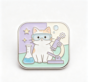 Pin de esmalte de metal con diseño de gato científico, microscopio y animal de laboratorio, para regalo y decoración de bolsos - Product Image 3