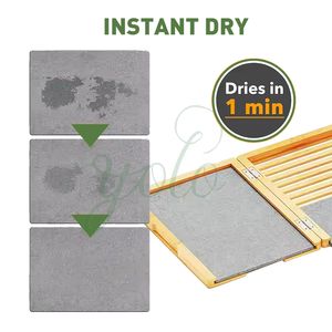 Bamboo Diatomite Creative Household Stone Utensils Dish Quick <b>Drying</b> Drain Rack <b>Mat</b> With Absorbing Tray for <b>Kitchen</b> Counter - Product Image 5