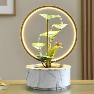 Rueda de Agua Feng Shui, Decoración Redonda de Metal para Escritorio con Luz LED, para Oficina, Hogar, Regalo - Product Image 1