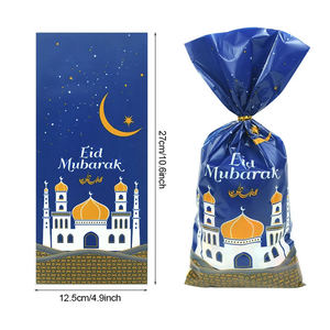 2024 islamique musulman fête fournitures 100 pièces en plastique Eid Mubarak sacs-cadeaux pour bonbons et biscuits Ramadan Kareem décoration Eid cadeaux - Product Image 5