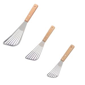 ตะหลิวสเตนเลสคุณภาพสูงสำหรับมืออาชีพ ใช้สำหรับเสิร์ฟสเต็ก คุกกี้ หรืออาหารอื่นๆ พร้อมด้ามจับไม้ - Product Image 4