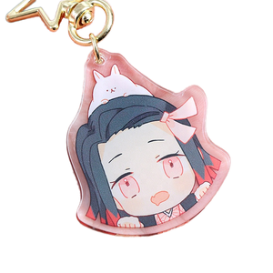 Porte-clés portable de haute qualité, version Q, dessin animé, pour étudiant, impression couleur, double face, transparent, bijou, cadeau, vente en gros - Product Image 1