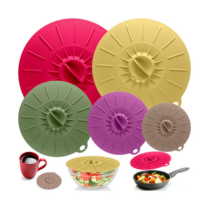 Soldes B2B : Lot de 5 couvercles à ventouse en silicone réutilisables, 5 tailles, qualité alimentaire, écologiques, pour casseroles, poêles et conservation des aliments - Product Image 1