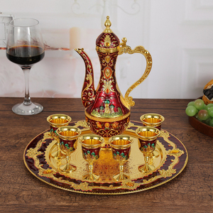 Elegant Style <b>Wine</b> Set - Small-scale Luxury Retro Fashion Wineware - Zinc Alloy <b>Wine</b> Jug and <b>Wine</b> Glasses Set of Eight - Product Image 1