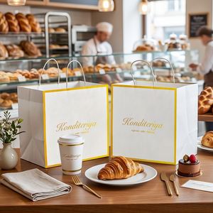 Custom Printed Eco-Friendly Biodegradable Kraft Paper Sandwich Donuts <b>Bread</b> Bakery Pastry Biscuits Doughnut Packaging <b>Bags</b> - Product Image 1
