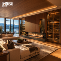 Meuble à vin sur mesure pour toute la maison, meuble de rangement intégré moderne pour salon avec porte vitrée