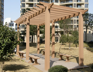 Suministro <span class=keywords><strong>de</strong></span> fábrica: Viga <span class=keywords><strong>de</strong></span> pérgola contemporánea <span class=keywords><strong>de</strong></span> WPC con acabado <span class=keywords><strong>de</strong></span> <span class=keywords><strong>madera</strong></span> y tubos <span class=keywords><strong>de</strong></span> grano <span class=keywords><strong>de</strong></span> <span class=keywords><strong>madera</strong></span> para jardín <span class=keywords><strong>exterior</strong></span> - Product Image 2