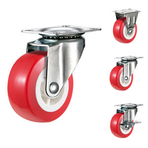 1.5 ''2'' 2.5 ''3'' Light Duty Placa Superior Giratória PVC Roda Vermelha Rodízio <span class=keywords><strong>Industrial</strong></span> Pequeno - Product Image 1