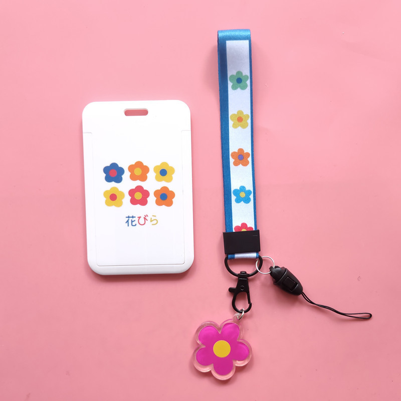 Fashion Flowers High Quality ABS Plastic Badge ID Card Case Holder Student Name Tag Cards Cover With Lanyards Wholesale Custom Image 3