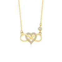 Cadeau de la Saint-Valentin, bijoux de luxe en argent sterling 925 plaqué or 18 carats, collier avec pendentif en forme de cœur en zircone cubique pour filles