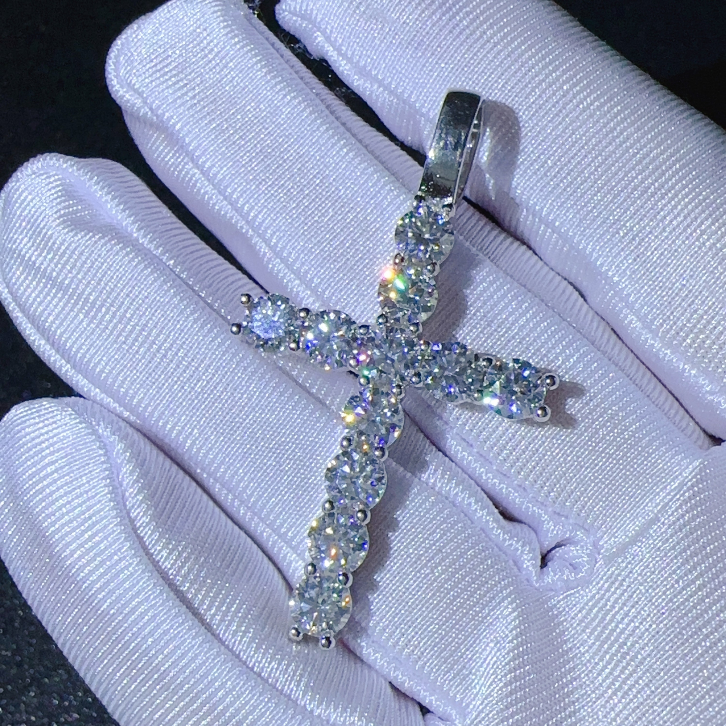 Custom Sizes Diamond Cross Pendant - Passes Diamond Tester