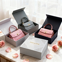 Boîte d'emballage de luxe en carton rigide pour sac à main, avec fermeture magnétique, ensemble d'emballage de sac à main de marque, boîte cadeau rose pour sac à main en cuir