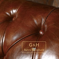 Sofá de cuero desgastado con respaldo alto, muebles de cuero genuino, estilo inglés, Chesterfield, Top de Brasil