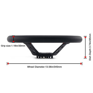 Volante de carreras RAS de 345 mm, 3 radios, agarre de fibra de carbono PU para carreras de aceleración. - Product Image 3