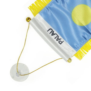 Mini bandiera bandiera personalizzata <span class=keywords><strong>Palau</strong></span> in raso Pennant bandiera auto con nappe gialle - Product Image 2