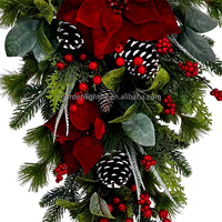 Guirlande en plastique écologique en forme de larme verte Décorations de Noël Porte d'entrée Mur Fêtes Guirlandes suspendues