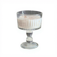 Vintage Bleifreie Klare Gerippte Perlenkugel-Glasschale mit Hohem Fuß Luxuriöse Eisbecher für Hochzeiten und Feiern