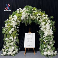 Gapura Bunga Bulat Buatan Warna Putih Hijau Murni dengan Hiasan Amaranthus Hydrangea untuk Dekorasi Pintu Masuk Pernikahan