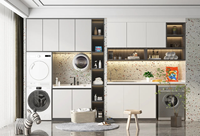 Meuble de rangement moderne personnalisable en acier inoxydable pour lave-linge, idéal pour balcon, hôtel, cuisine, maison et salon