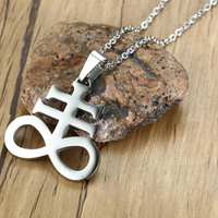 Collier pendentif Baphomet en acier inoxydable avec sceau de Lucifer, sigil luciférien, démon occulte
