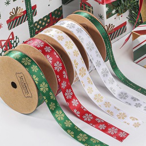 Custom Luxury Christmas Organza XMAS Tag with Red Berry Decor and Snowflake Satin <b>Ribbon</b> Gift Wrap - Product Image 1