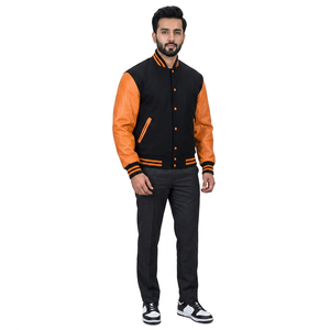 Autumn Winter Men's Casual Stand Collar Front Logo High Quality <b>Fleece</b> Baseball <b>Jacket</b> Best Simple Plain - Product Image 1
