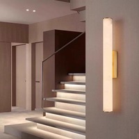 Applique murale verticale LED en cuivre et marbre, lumière chaude, design moderne, télécommande, pour villa, maison, hôtel, chambre