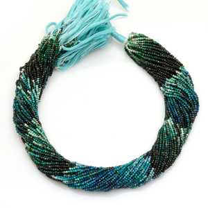Perles Rondelles Micro-Coupées Teintées Bleu Chrysocolle, Pierres Précieuses Naturelles Facettées, Fil de 12 Pouces - Product Image 4