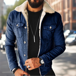 Veste décontractée pour homme de haute qualité, personnalisable, style laine et denim, printemps, OEM, fermeture éclair, tissée - Product Image 2