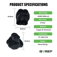 Conector de Cable Aislado Multirama BAREP con Certificación UL CU9AL 1/0-14 AWG 600V para Cableado de Cobre y Aluminio en Paneles Eléctricos de EE. UU.