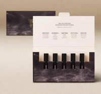 Coffret Échantillons de Parfum Élégant 5 Bouteilles Tailles 2ml et 10ml Boîte à Fermeture Magnétique Auto-érectile en Carton Recyclé avec Doublure en Éponge pour