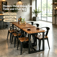 Ensemble de table et de chaises de salle à manger en métal moderne pour restaurants, bars, cafés, hôtels, utilisation en extérieur - Vente en gros 1 table et 2 chaises