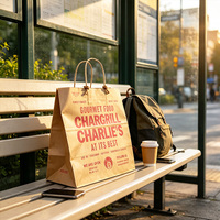 Sac en papier kraft imprimé sur mesure avec poignée torsadée, sac en papier brun pour la vente à emporter, sac de shopping personnalisé avec logo pour restaurant