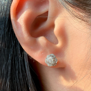 Aazuo, joyería de lujo de 18 quilates, oro blanco sólido, diamantes naturales reales, pendientes con forma de flores, regalo para mujer, 2 formas de uso, regalos de lujo - Product Image 5